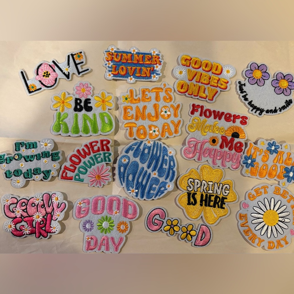 Positive & Fun Iron on Patches NWT